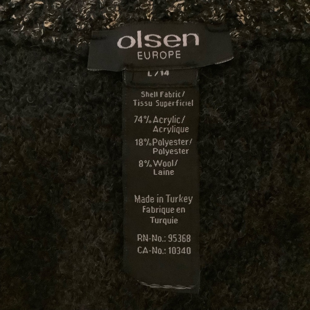 OLSEN EUROPE BLACK & METALLIC GOLD ZIP UP LONG SLEEVE SWEATER/ JACKET/ Size L - Picture 13 of 13